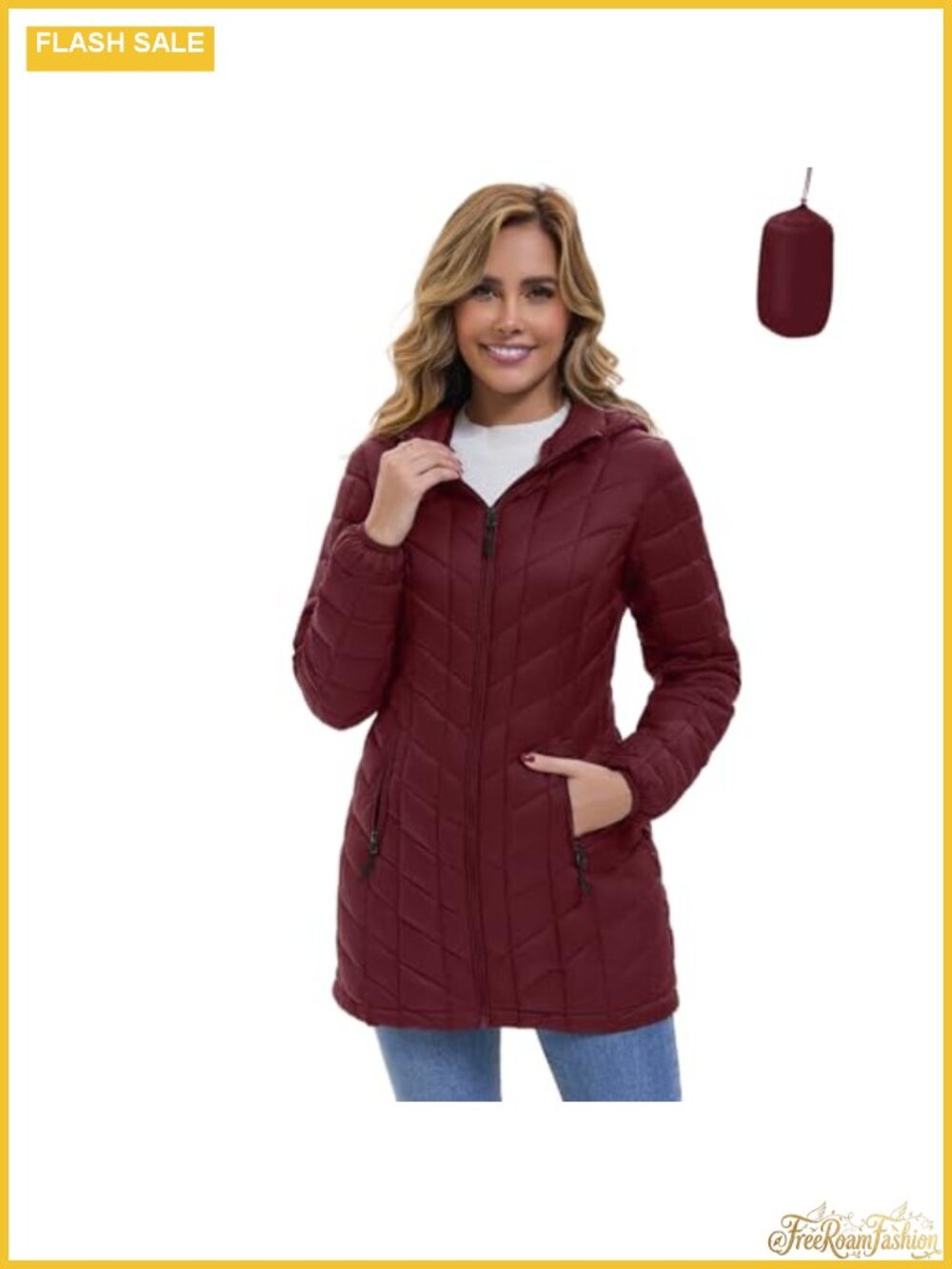 Packable Lightweight Puffer Jacket Hooded Quilted Winter Coat